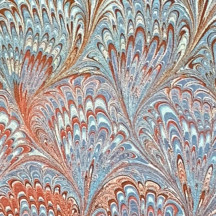 Blue and Orange Marbeled Feathers Italian Print Paper ~ Carta Fiorentina Italy